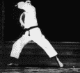 Master Funakoshi's son, Gigo Funakoshi, tirelessly demonstrates uraken (back fist strike)